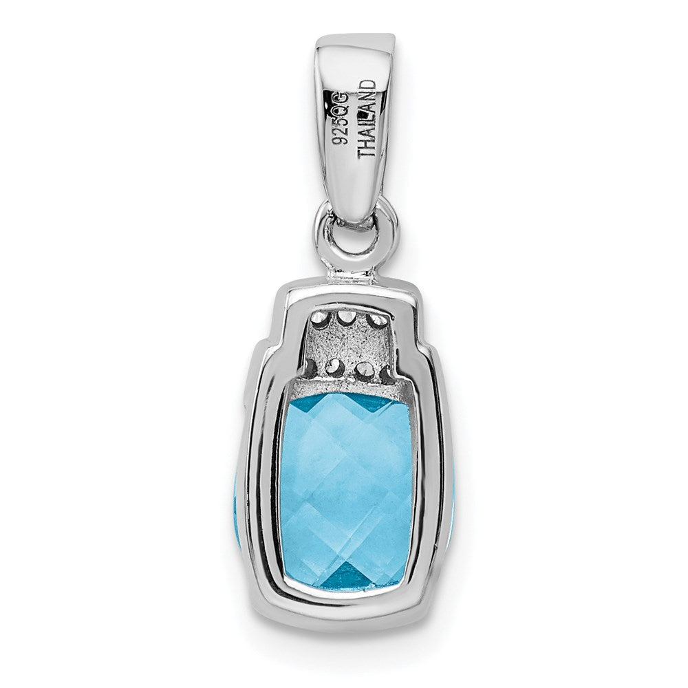 Sterling Silver Rhodium-plated Blue CZ Pendant - Product Photo