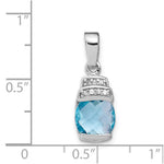 Sterling Silver Rhodium-plated Blue CZ Pendant - Product Photo