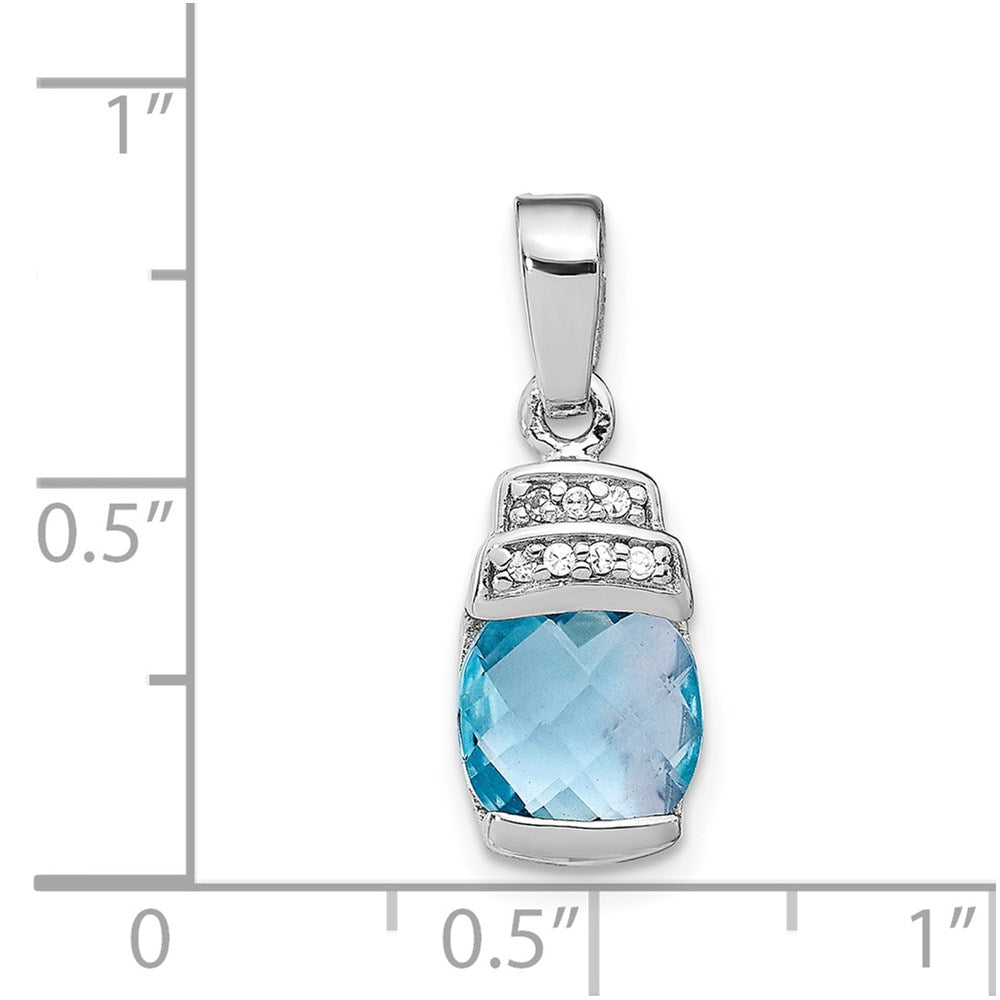 Sterling Silver Rhodium-plated Blue CZ Pendant - Product Photo