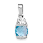 Sterling Silver Rhodium-plated Blue CZ Pendant - Product Photo