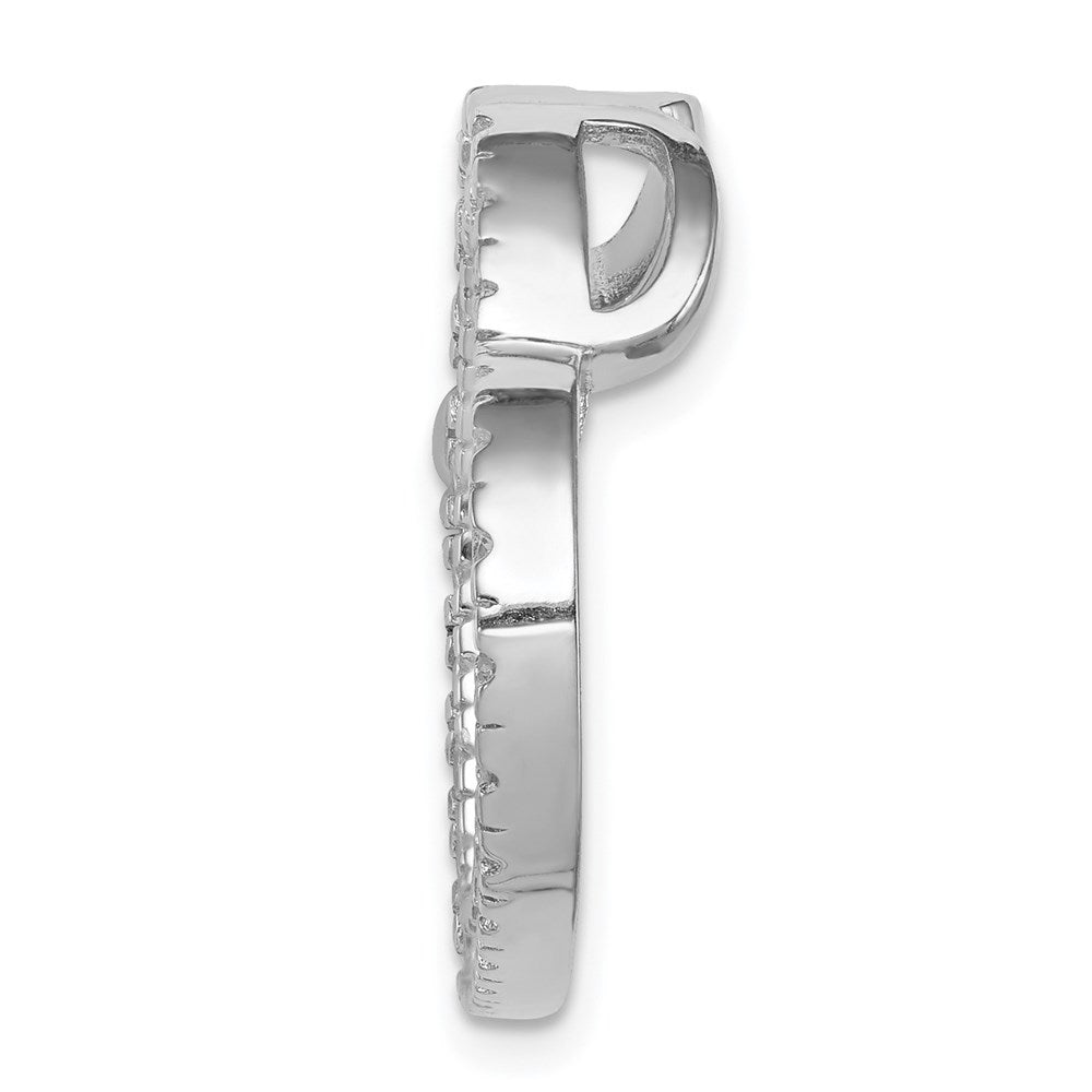 Sterling Silver Rhodium-plated CZ Heart Slide Pendant - Product Photo
