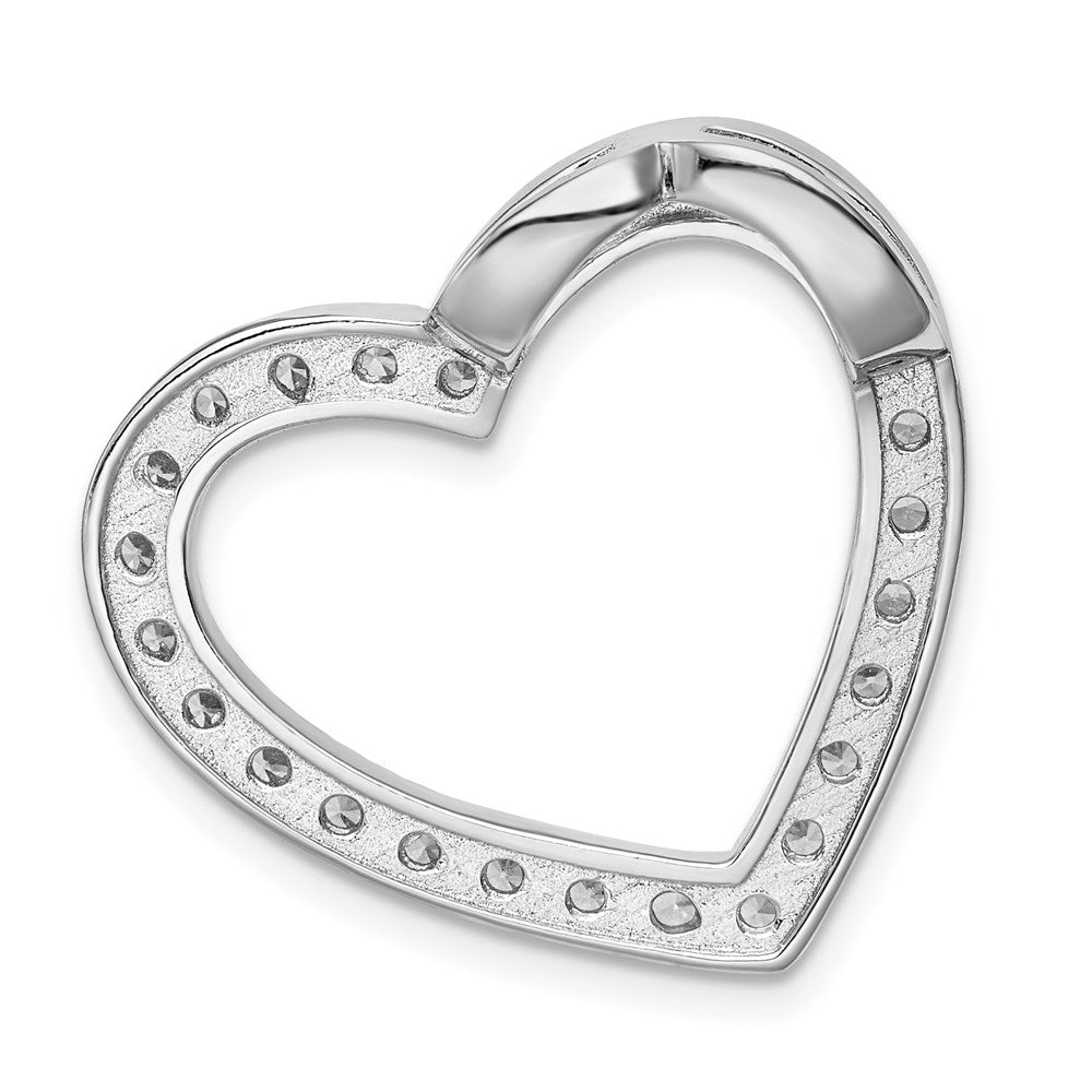 Sterling Silver Rhodium-plated CZ Heart Slide Pendant - Product Photo