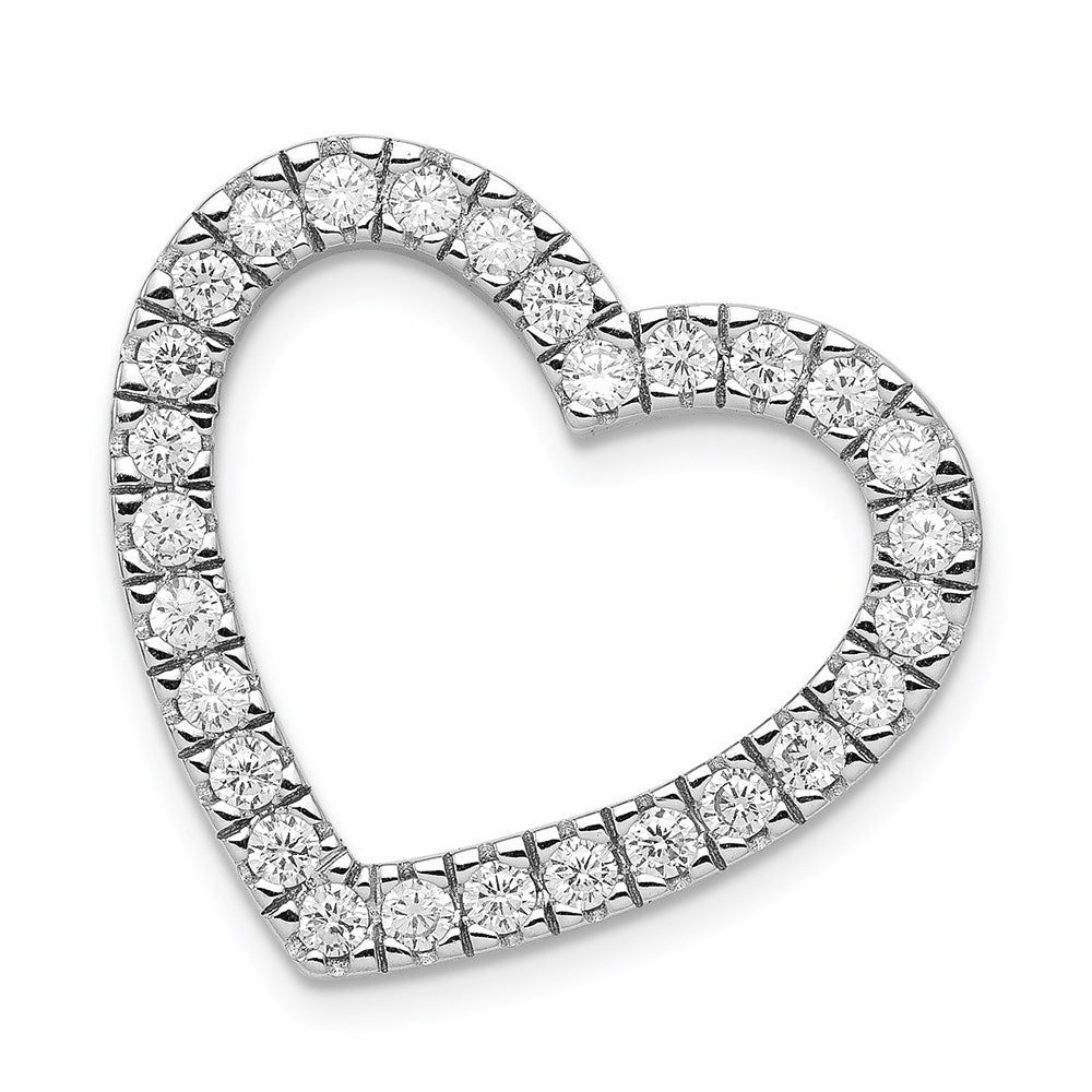 Sterling Silver Rhodium-plated CZ Heart Slide Pendant - Product Photo