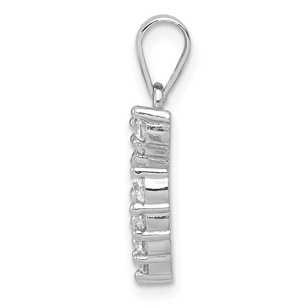 Sterling Silver Rhodium-plated Horseshoe CZ Pendant - Product Photo