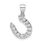 Sterling Silver Rhodium-plated Horseshoe CZ Pendant - Product Photo