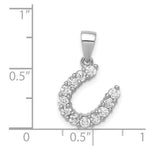 Sterling Silver Rhodium-plated Horseshoe CZ Pendant - Product Photo