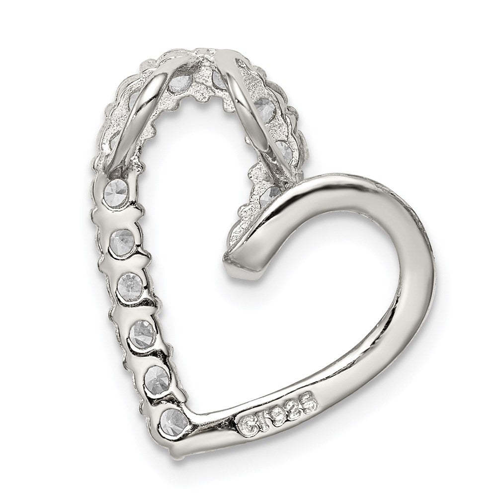 Sterling Silver Rhodium-plated CZ Heart Pendant - Product Photo