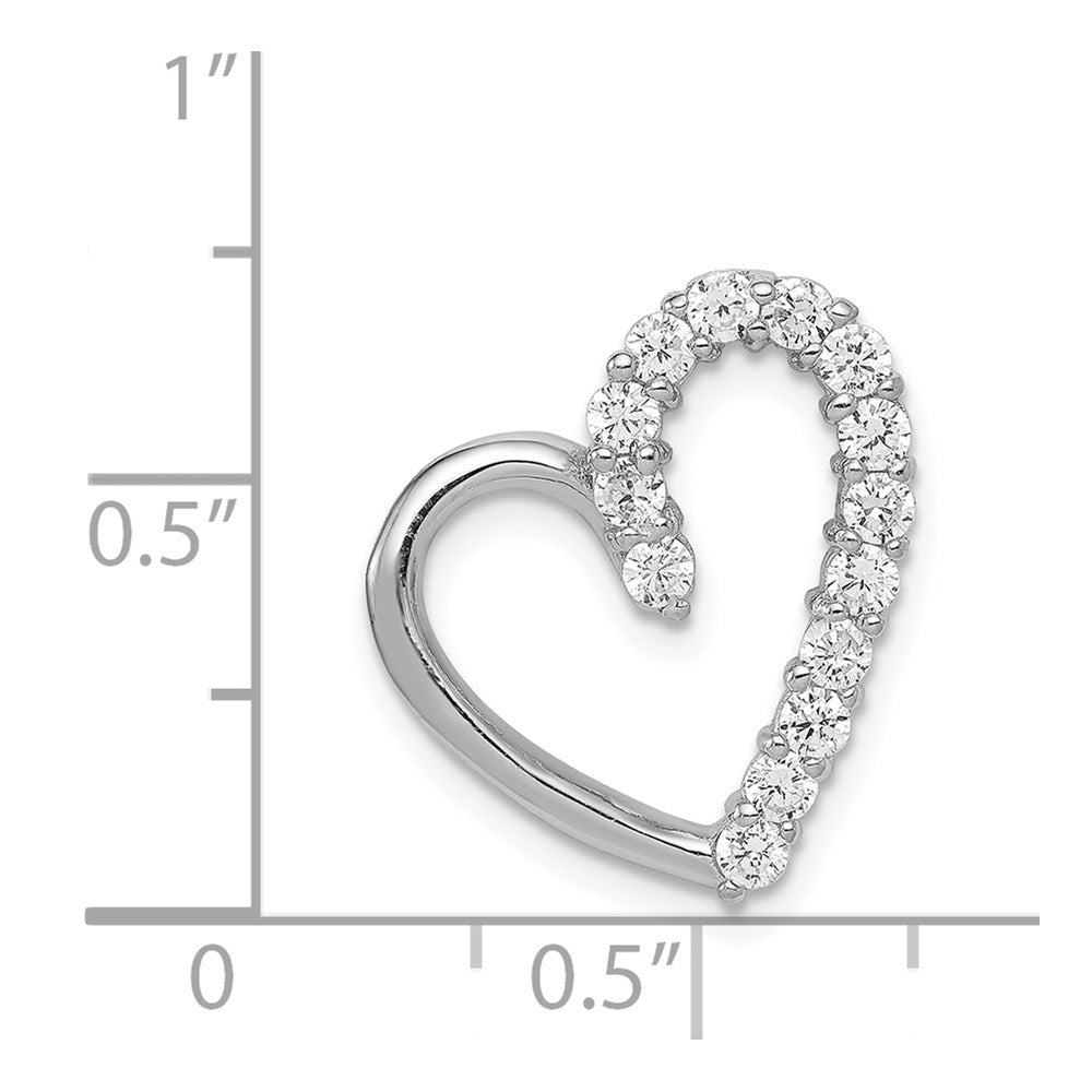 Sterling Silver Rhodium-plated CZ Heart Pendant - Product Photo