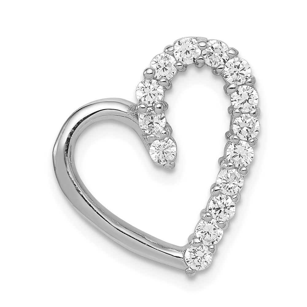 Sterling Silver Rhodium-plated CZ Heart Pendant - Product Photo