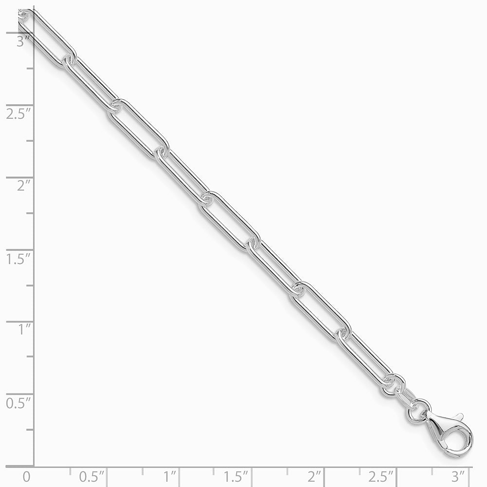 Sterling Silver Rhodium-plated Polished 4.5mm Paperclip Chain Bracelet 7"-8" - Product Photo