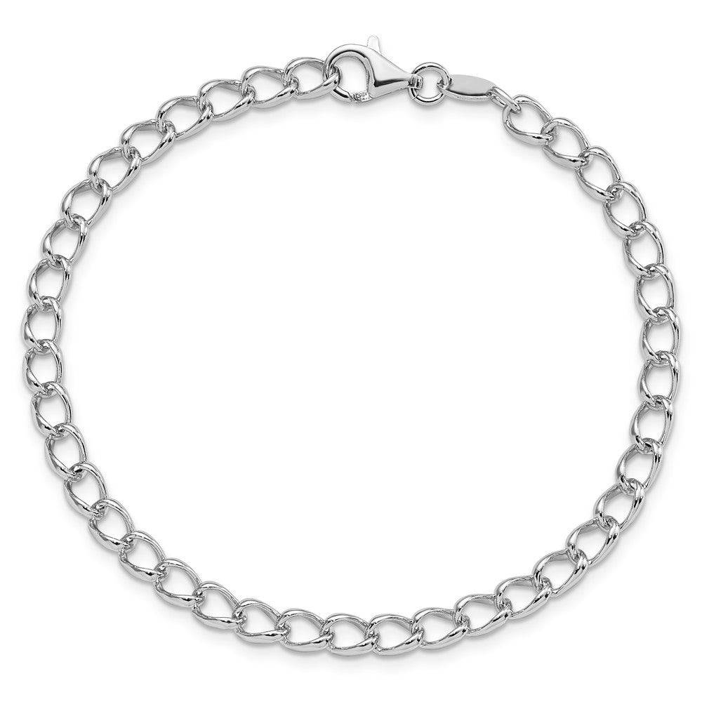 Sterling Silver Amore La Vita RH-pl Curb Chain Charm Bracelet Bracelet 7"-8" - Product Photo