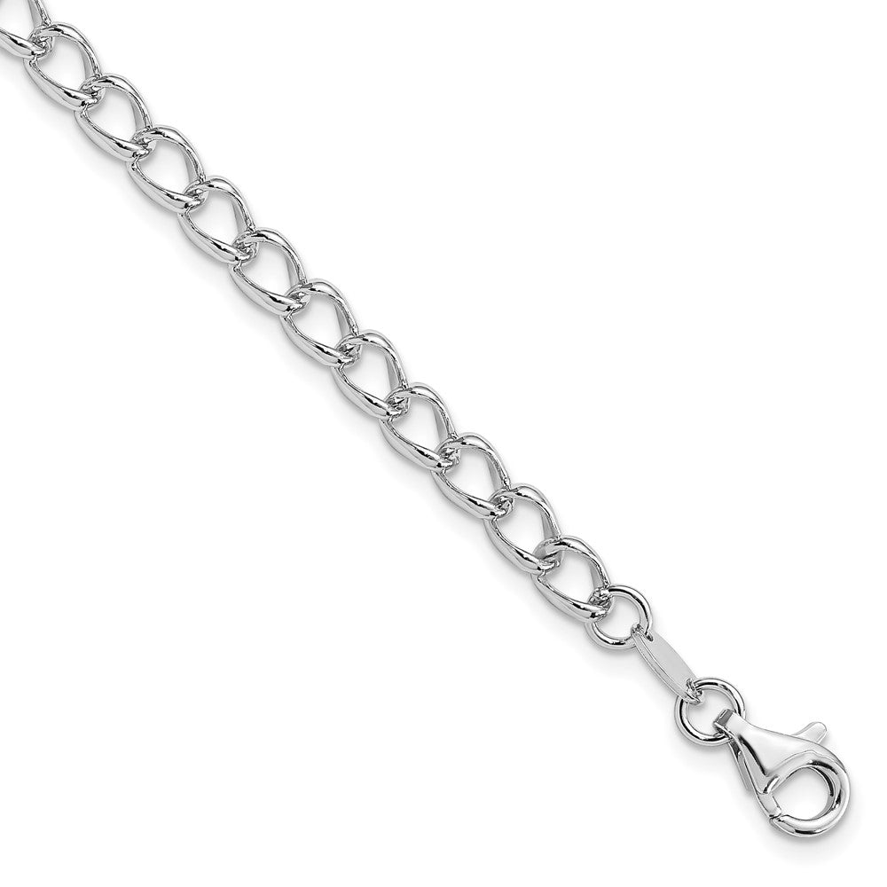 Sterling Silver Amore La Vita RH-pl Curb Chain Charm Bracelet Bracelet 7"-8" - Product Photo
