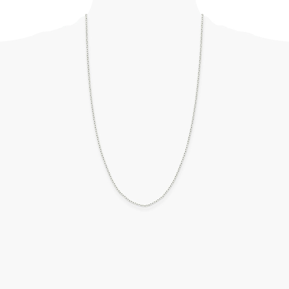 Sterling Silver 1.65mm Diamond-cut Long Link Cable Chain Necklace 16"-30" - Product Photo