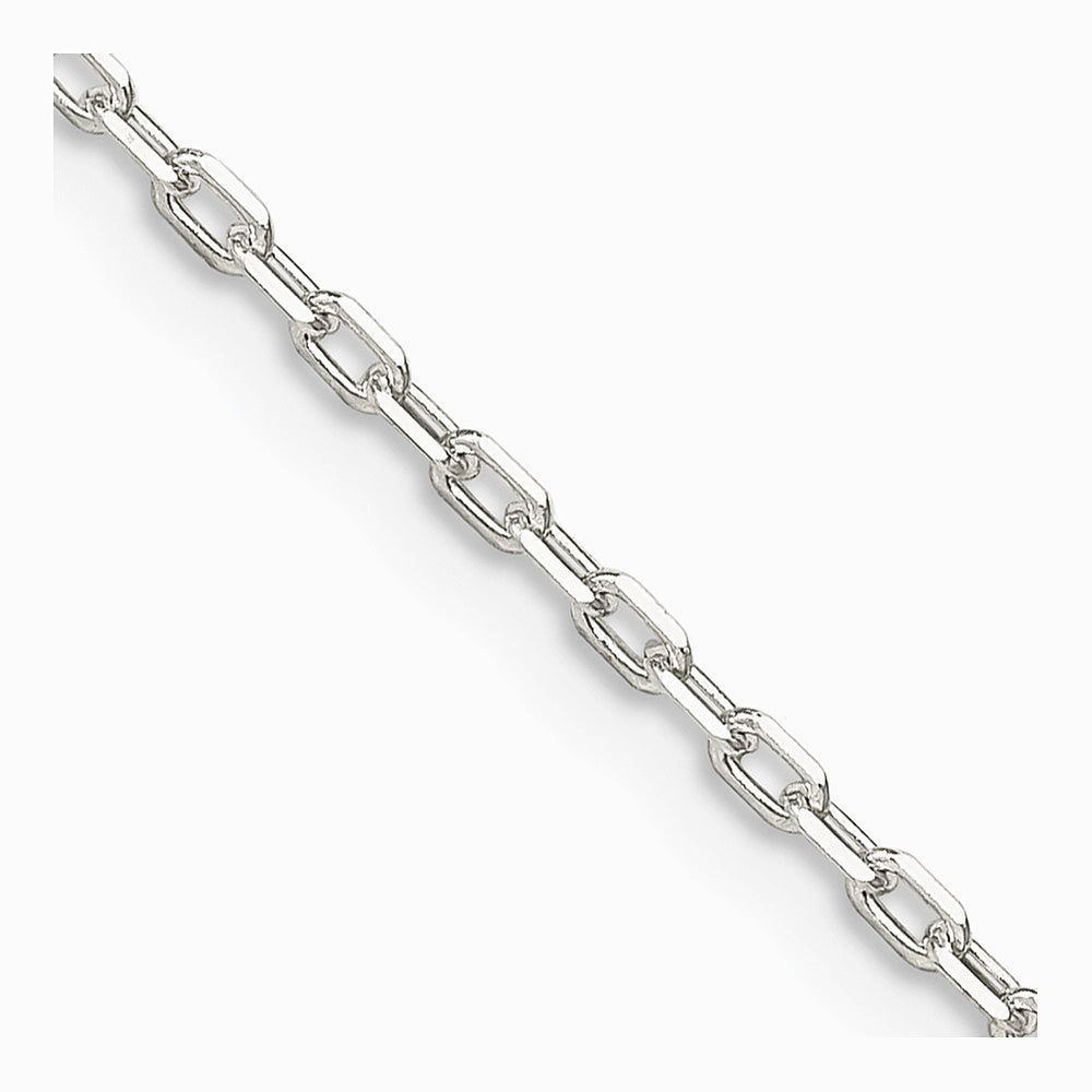 Sterling Silver 1.65mm Diamond-cut Long Link Cable Chain Necklace 16"-30" - Product Photo