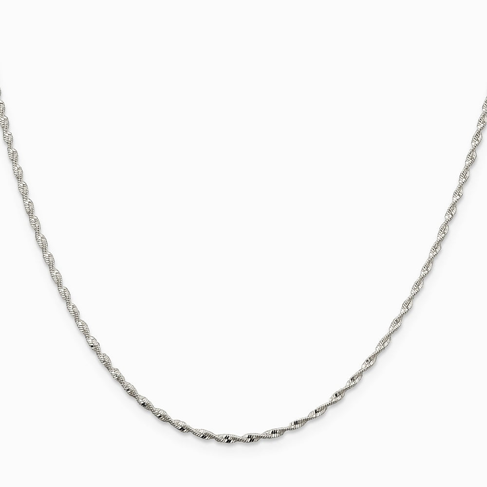 Sterling Silver 1.65mm Twisted Herringbone Chain Necklace 16"-24" - Product Photo