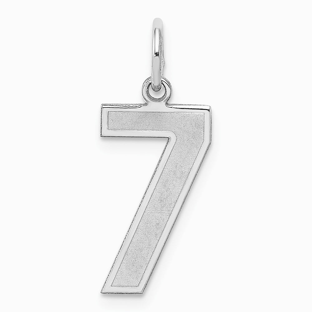 Sterling Silver/Rhodium-plated Satin Number 7 Charm - Product Photo