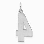 Sterling Silver/Rhodium-plated Satin Number 4 Charm - Product Photo