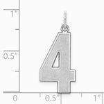 Sterling Silver/Rhodium-plated Satin Number 4 Charm - Product Photo