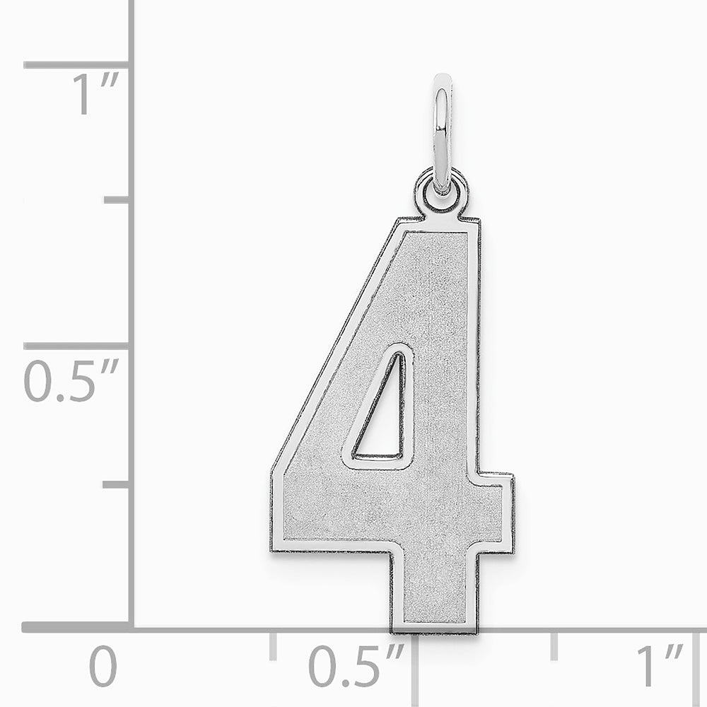 Sterling Silver/Rhodium-plated Satin Number 4 Charm - Product Photo