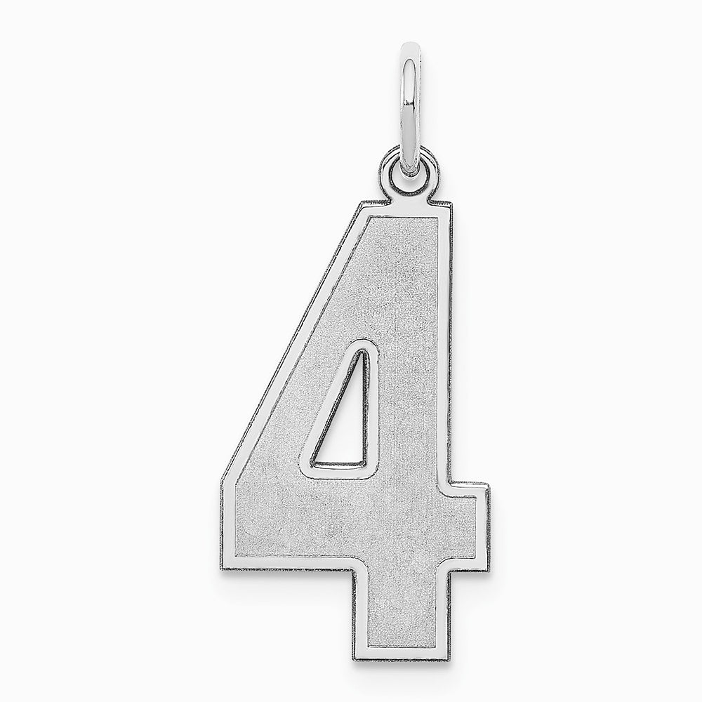 Sterling Silver/Rhodium-plated Satin Number 4 Charm - Product Photo