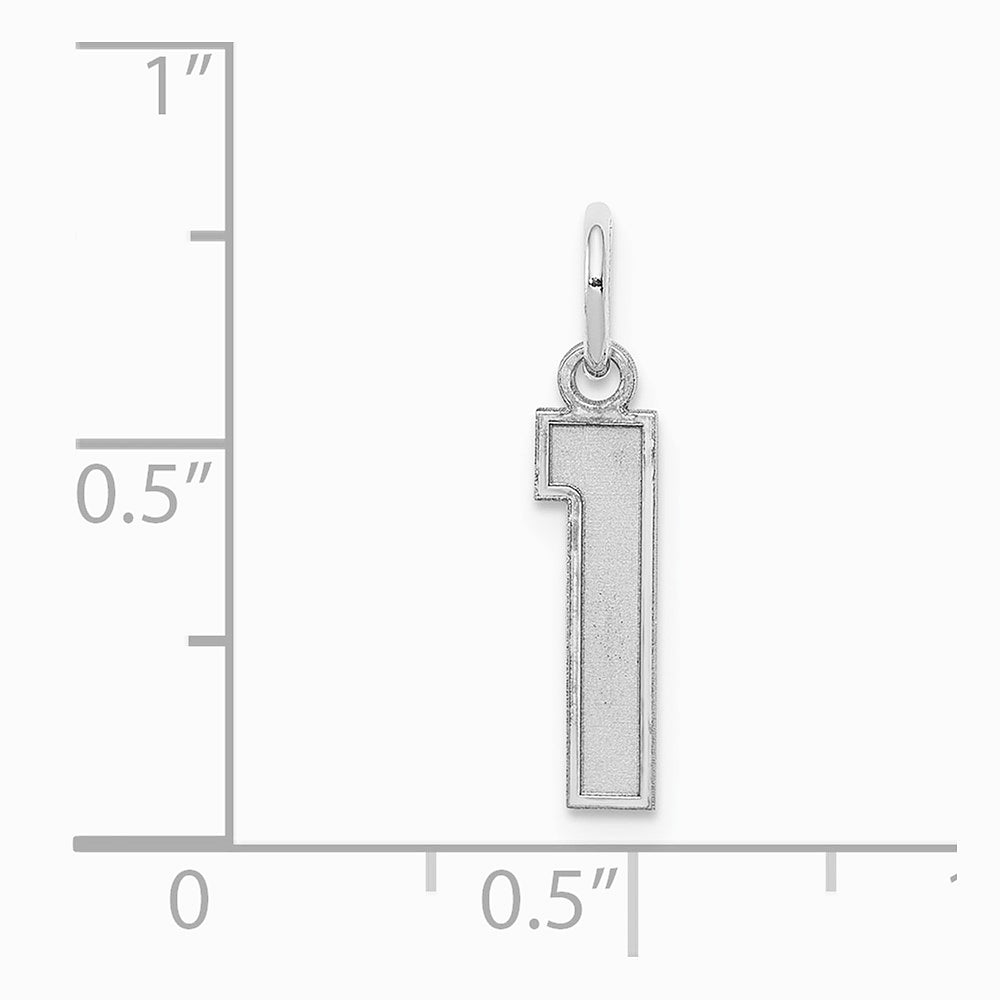 Sterling Silver/Rhodium-plated Satin Number 1 Charm - Product Photo