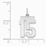 Sterling Silver/Rhodium-plated Satin Number 15 Charm - Product Photo