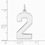 Sterling Silver/Rhodium-plated Polished Number 2 Charm - Product Photo