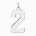 Sterling Silver/Rhodium-plated Polished Number 2 Charm - Product Photo