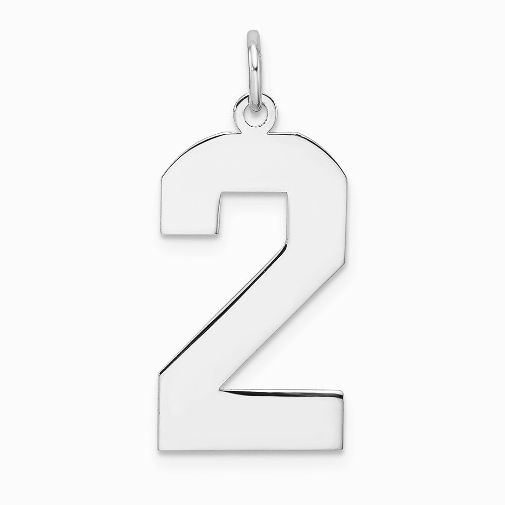 Sterling Silver/Rhodium-plated Polished Number 2 Charm - Product Photo