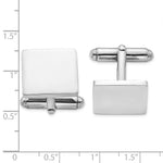 Sterling Silver Rhodium Plated Square Cuff Links - Product Photo