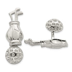 Sterling Silver Reversible Golf Clubs &Ball Cufflinks - Product Photo