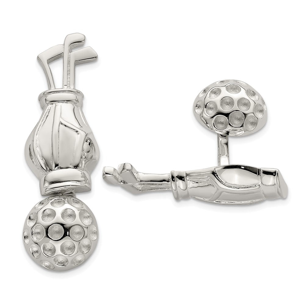 Sterling Silver Reversible Golf Clubs &Ball Cufflinks - Product Photo