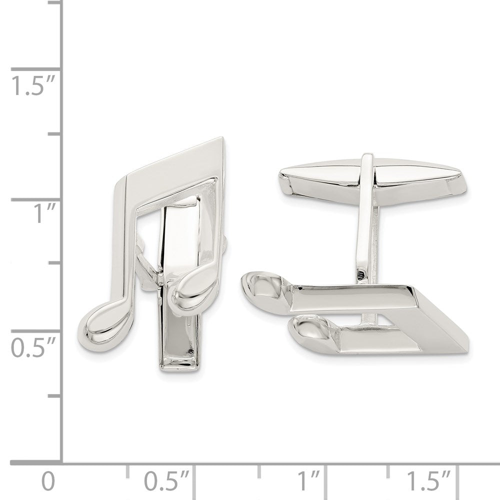 Sterling Silver Music Note Cuff Links - Product Photo