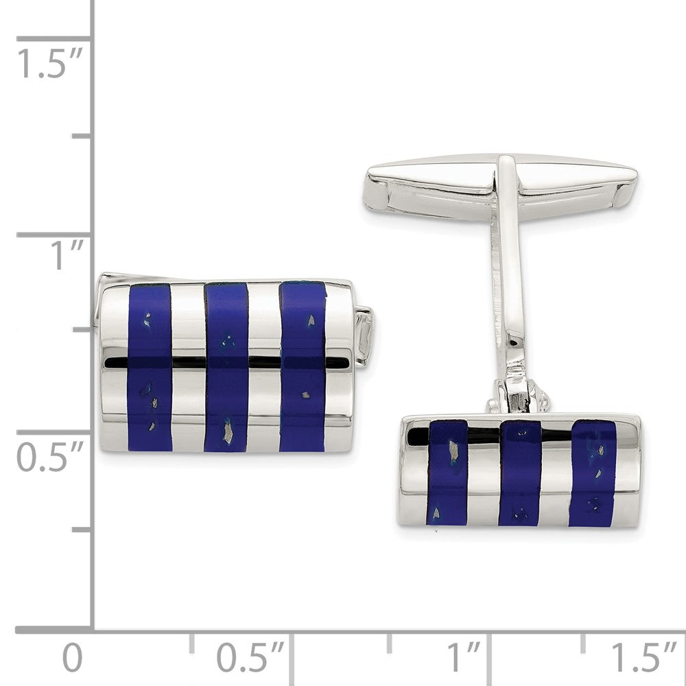 Sterling Silver Lapis Cuff Links - Product Photo