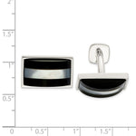 Sterling Silver Mother Of Pearl & Onyx Cufflinks - Product Photo