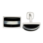 Sterling Silver Mother Of Pearl & Onyx Cufflinks - Product Photo