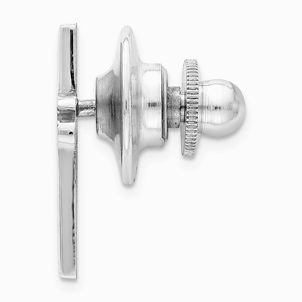Sterling Silver Rhodium-plated Jesus Cross Tie Tac - Product Photo