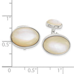 Sterling Silver Oval Mother of Pearl Cuff Links - Product Photo