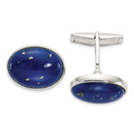Sterling Silver Cabochon Lapis Cuff Links - Product Photo