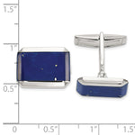 Sterling Silver Rectangle Lapis Cuff Links - Product Photo