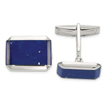Sterling Silver Rectangle Lapis Cuff Links - Product Photo