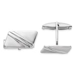 Sterling Silver Rhodium-plated Stripe Design Cuff Links - Product Photo