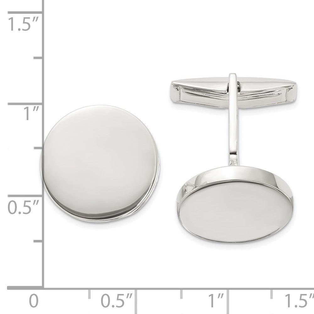 Sterling Silver Polished Round Cuff Links - Product Photo