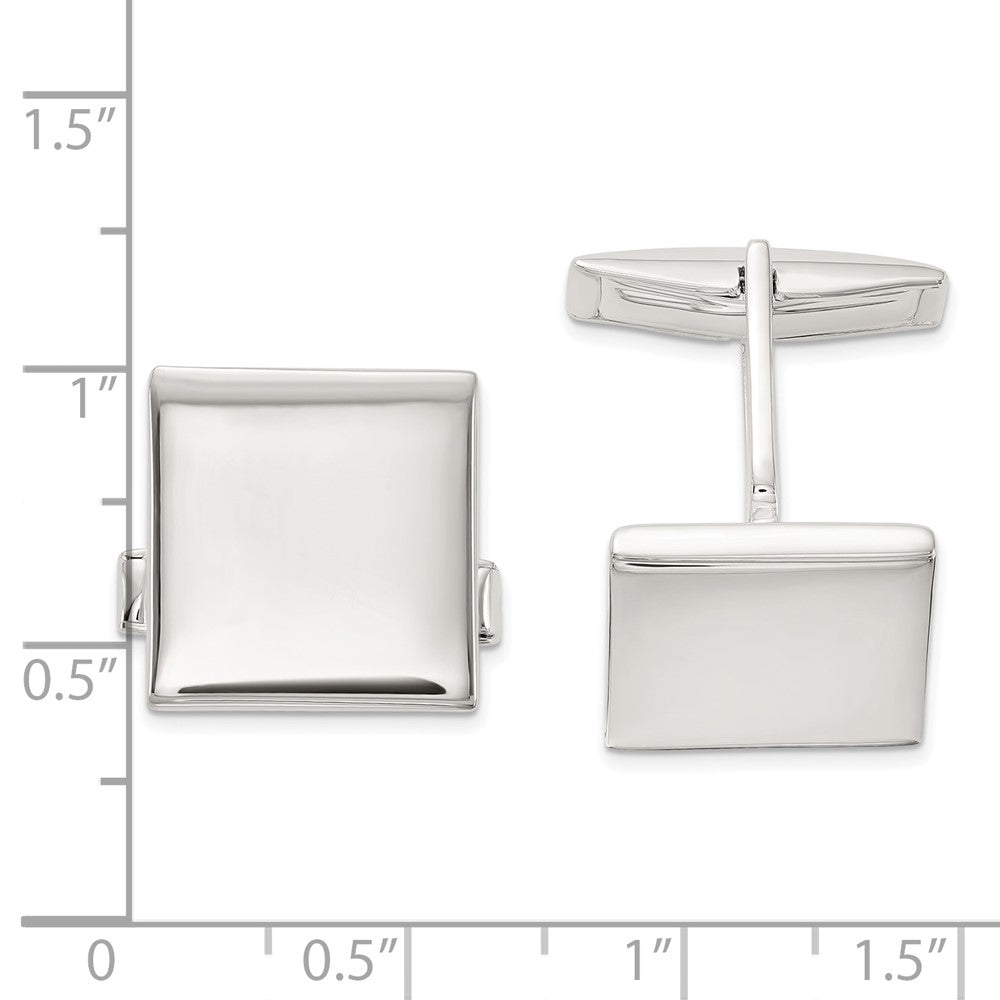 Sterling Silver Polished Square Cuff Links - Product Photo