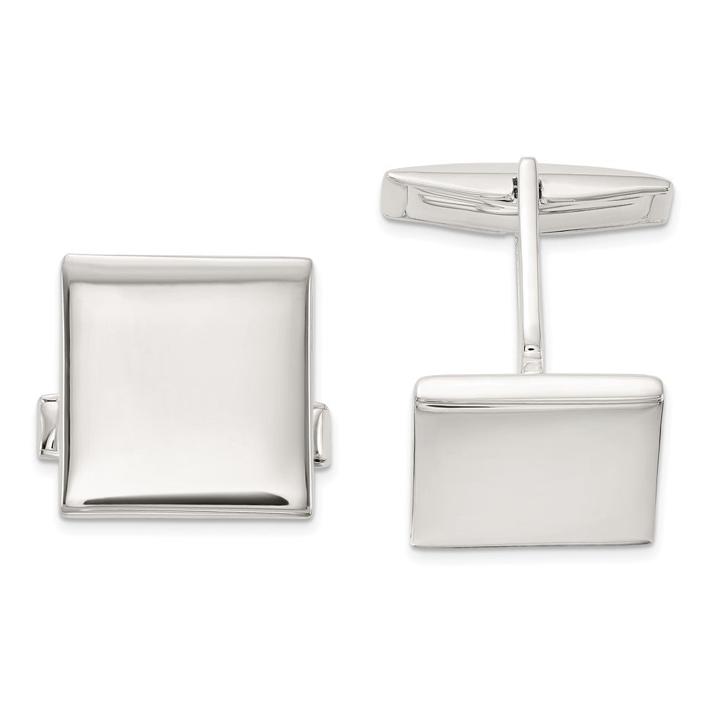 Sterling Silver Polished Square Cuff Links - Product Photo
