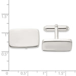 Sterling Silver Rhodium-plated Polished Rectangle Cuff Links - Product Photo