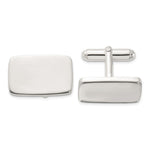 Sterling Silver Rhodium-plated Polished Rectangle Cuff Links - Product Photo