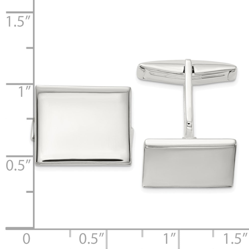 Sterling Silver Polished Rectangle Cuff Links - Product Photo