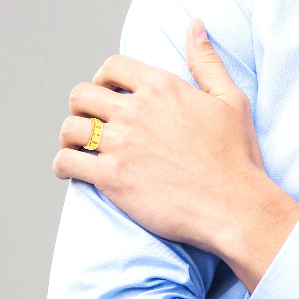 Sterling Silver Gold-tone Polished DAD Ring - Product Photo