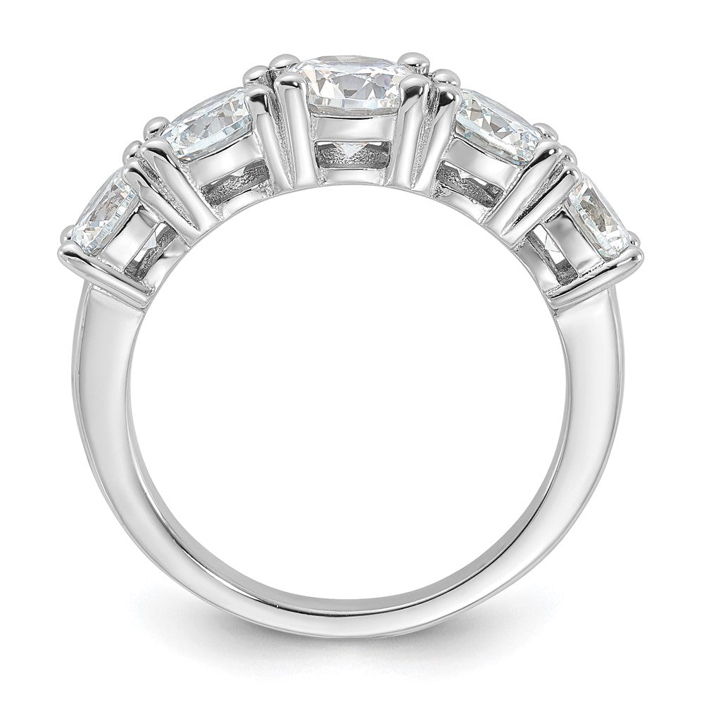 Sterling Silver Rhodium-plated CZ 5-Stone Ring - Product Photo